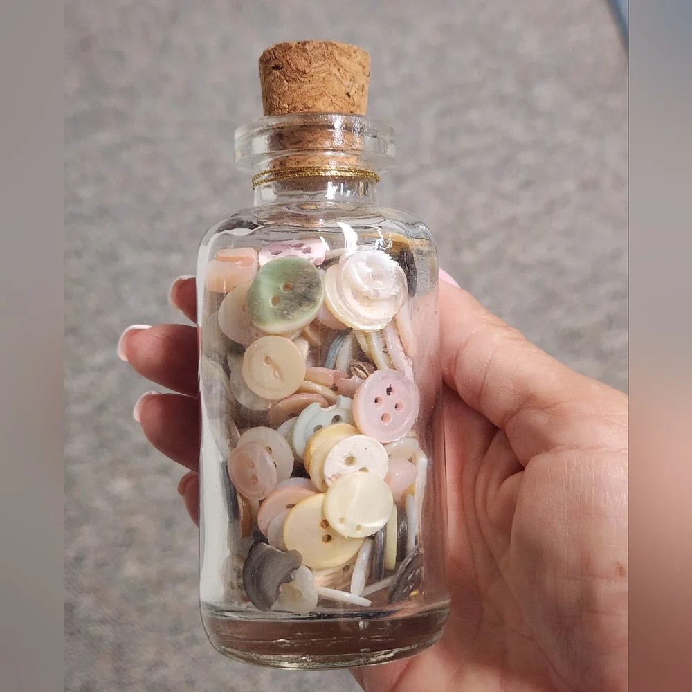Anthropologie Vintage Druggist Pharmacy Bottle Full of Buttons